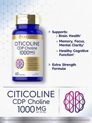 Citicoline CDP Choline | 1000mg | 60 Capsules | Highest Potency | by Carlyle