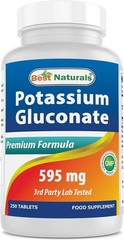 Third-Party Tested 595 Mg Potassium Gluconate Tablets – 250 Count, Made in USA
