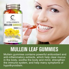 3pcs Organic Mullein Leaf Gummies 60PCS 2000mg,Herbal Natural Dietary Supplement