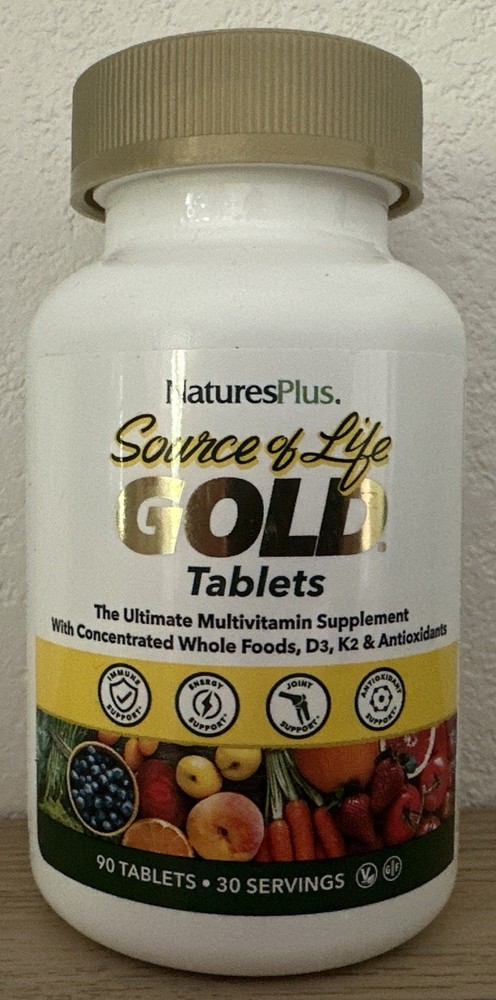 Nature’s Plus Source of Life GOLD Multivitamin Mineral 90 Tablets Exp. 08/2029