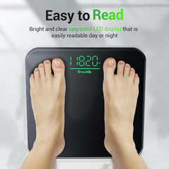 Digital Bathroom Scale 400lb LED Display Tempered Glass Accurate Body Weight