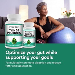 Thin 30 Probiotic 15 Billion Cfus Digestive Support Weight Management 120 Pills