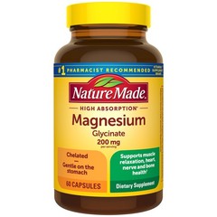 Nature Made Magnesium Glycinate 200mg Muscle Bone Support 60 Capsules