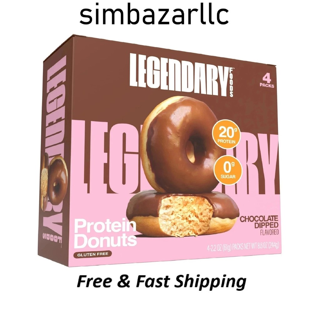 Legendary Foods Protein Donuts – Chocolate Dipped 4 Pack | Protein Snack | Glute