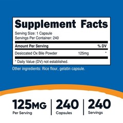 Nutricost Ox Bile Capsules 125mg, 240 Capsules – Gluten Free, Non-GMO