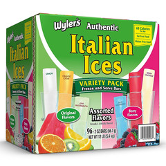 Authentic Italian Ice Fat Free Freezer Bars Original Flavors 2Oz Bars, 96 Count