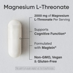 Magtein Magnesium L-Threonate Supplement 2000mg 90 Capsules for Adults
