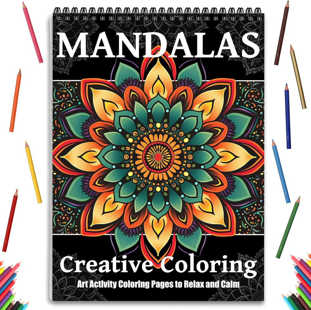 Mandala Coloring Books for Adult Women Spiral Bound Page Printed Single-Sided Gi