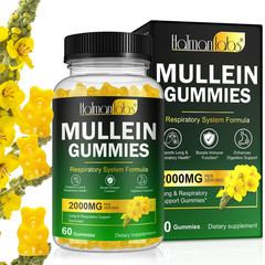 Mullein Gummies for Lung Detox, 2000Mg Mullein Leaf Extract for Respiratory & Di