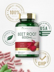 Carlyle Beet Root Capsules 8000mg, 120 Count, Non-GMO & Gluten Free