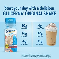 Diabetic Meal Replacement Shake, Creamy Strawberry, 8-fl-oz=