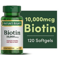 Nature’s Bounty Biotin Supplement, 10000mcg, 120 Rapid Release Softgels.