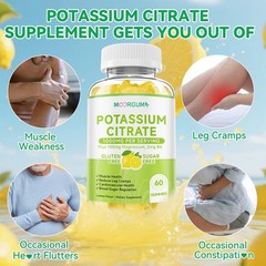 Potassium Citrate 1000mg Gummies, Supplement 60 Count (Pack of 1)