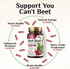 Beet Root Capsules – 1300mg per Serving – Extra Strength Organic Beetroot Powder