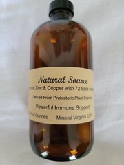 (2) Natural Source Zinc & Copper & 72 trace minerals – Two 16 oz glass bottles