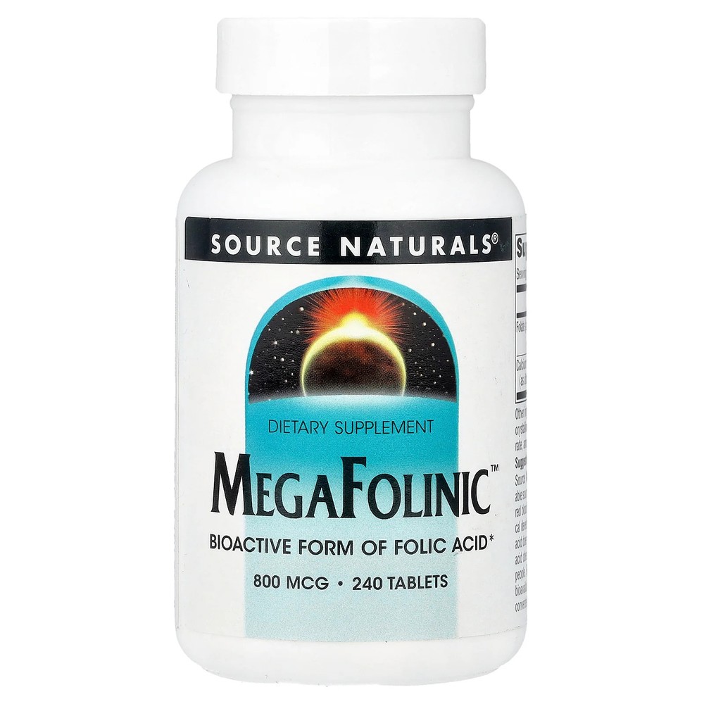 2 X Source Naturals, MegaFolinic�, 800 mcg, 240 Tablets