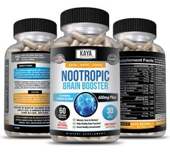Nootropic Brain Booster 60ct, Healthy Brain Memory Support, Nootropic Supplement