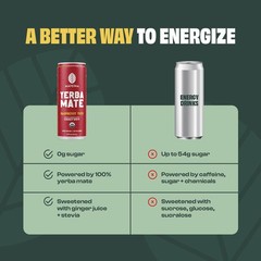 Yerba Mate Energy Drink, Raspberry Yuzu, 12 fl oz, 12 Pack