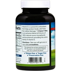 Carlson Labs E-Gems Elite 400 IU 120 Soft Gels Gluten-Free, Preservative-Free,