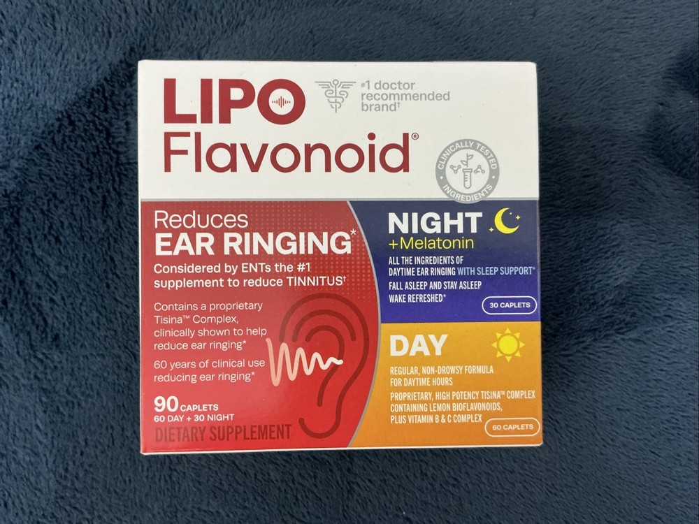 Lipo Flavonoid Plus Day/Night PM Pack Ear Ringing 90 Caplets Total 05/2027 NEW