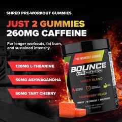 Bounce Pro Shred Blend Pre Workout 50 Vegan Caffeine For Energy 50 Count Pack