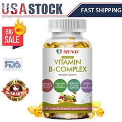 Vitamin B Complex B1, B2, B3, B5, B6, B12, Biotin and Folic acid, 120 Capsules