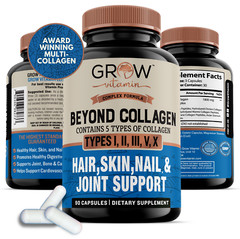 Grow Vitamin Multi Collagen Plus Types I, II, III, V, & X, 1800MG – 90 Capsules