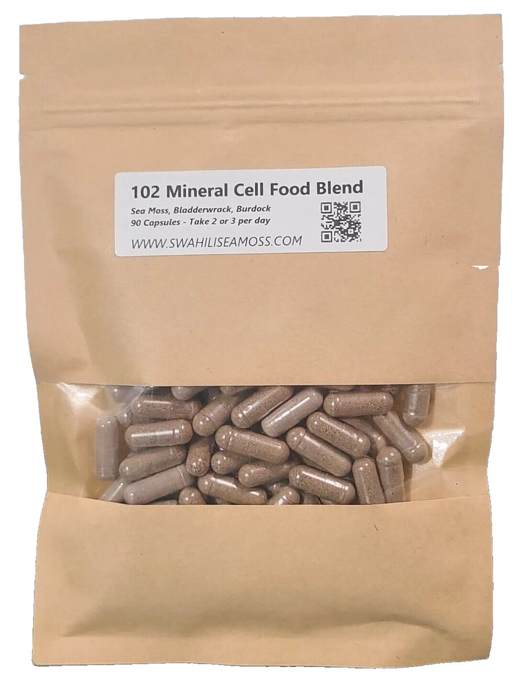 102 Mineral Blend – Sea Moss, Bladderwrack, & Burdock | 90 Vegan Capsules