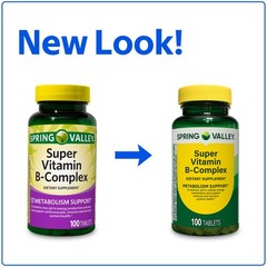 Spring Valley Super B Complex w/Vitamin C & Biotin 100-Count SAME-DAY SHIP