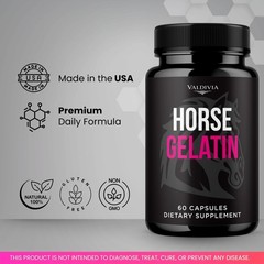 Horse Gelatin Supplement Capsules Joint Skin Collagen Hair Support 1 Pack 60Ct