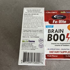 2 Pk FE-VITE Brain Boost IRON DROPS 50ml ea For Infants & Toddlers | Exp 01/26