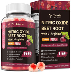Nitric Oxide Booster Beet Root Gummies with L-Arginine, L-Citrulline, Grape Seed