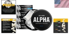 Convenient Alpha Nootropic Mint Pouches – 15 per Can, Fast Absorption for Focus