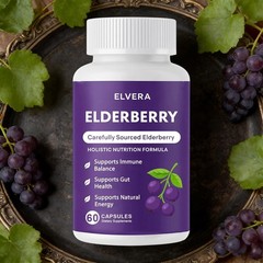 Elvera Elderberry Gut Support Complex – Organic Black Elderberry Soft Capsules