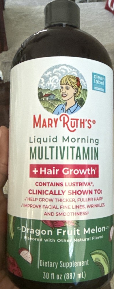 Mary Ruth’s Liquid Morning Multivitamin + Hair Growth -Dragon Fruit Melon- 30oz