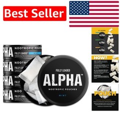 Convenient Alpha Nootropic Mint Pouches – 15 per Can, Fast Absorption for Focus