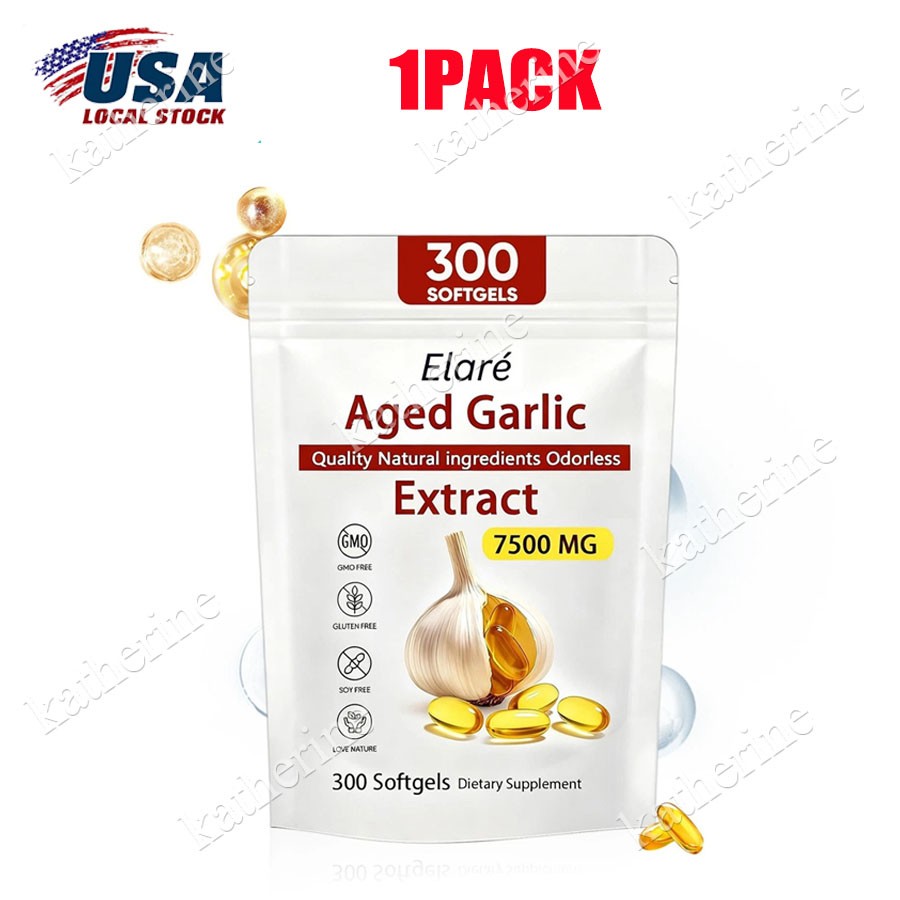 Elare Aged Garlic Extract, 300 Softgels, 7500mg Odorless Heart & Immune USA Hot