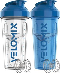 Protein Shaker Bottle 28oz 2 Pack Leak Proof Wire Whisk Gym BPA Free, Well Mixed