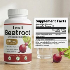 3x Lemeli Beetroot – 1300mg, Lemeli Beet Root Supplement 60 Capsules