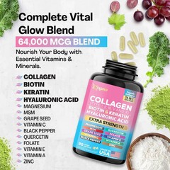 Zoyava Multi Collagen Capsules Type I II III V X Biotin Keratin Hair Skin Nail