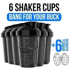 -6 PACK- 20 oz Protein Shaker Bottle for Protein Mixes – 6x Wire Whisk | Leak…