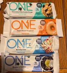 93 ONE Protein Bars Birthday Cake Maple Glazed Donut Blbry ChChp CD Lot JULY ‘26
