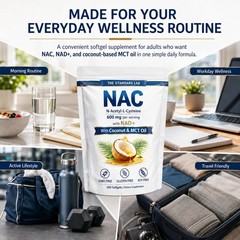 NAC 600mg with NAD+ Daily Complex – 300 Softgels for Immune Support & Energy Boo