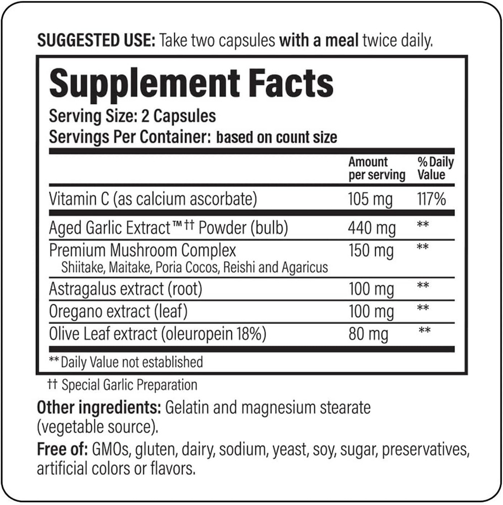 Aged Garlic Extract Formula 103, Immune Support*, 200 Capsules