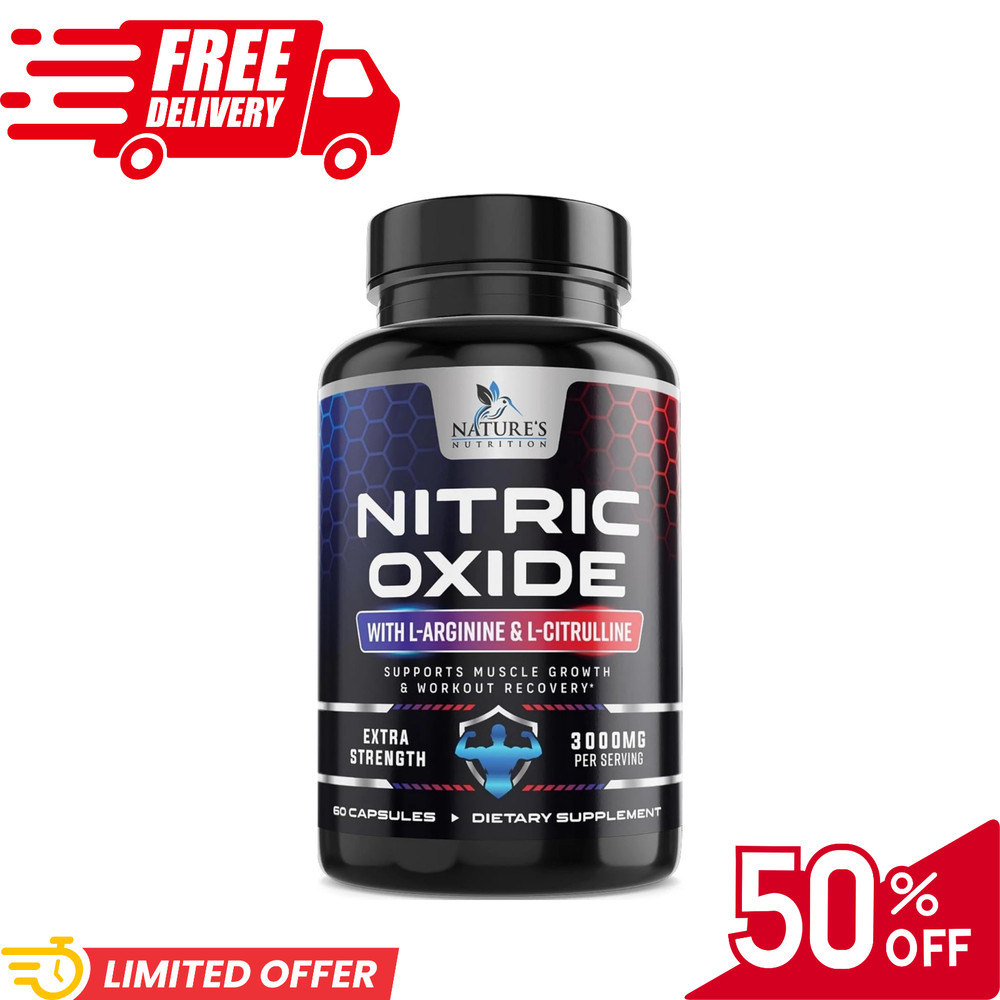 Nitric Oxide Booster 3000mg L-Arginine 3X Extra Strength Capsules