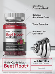 Horbäach Nitric Oxide Beet Root Gummies 60 Chews Nitrates Black Pepper EXP:11/27