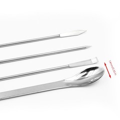4 PCS Stainless Steel Micro Sampling Spoons Spatulas Lab Reagent Set Supply