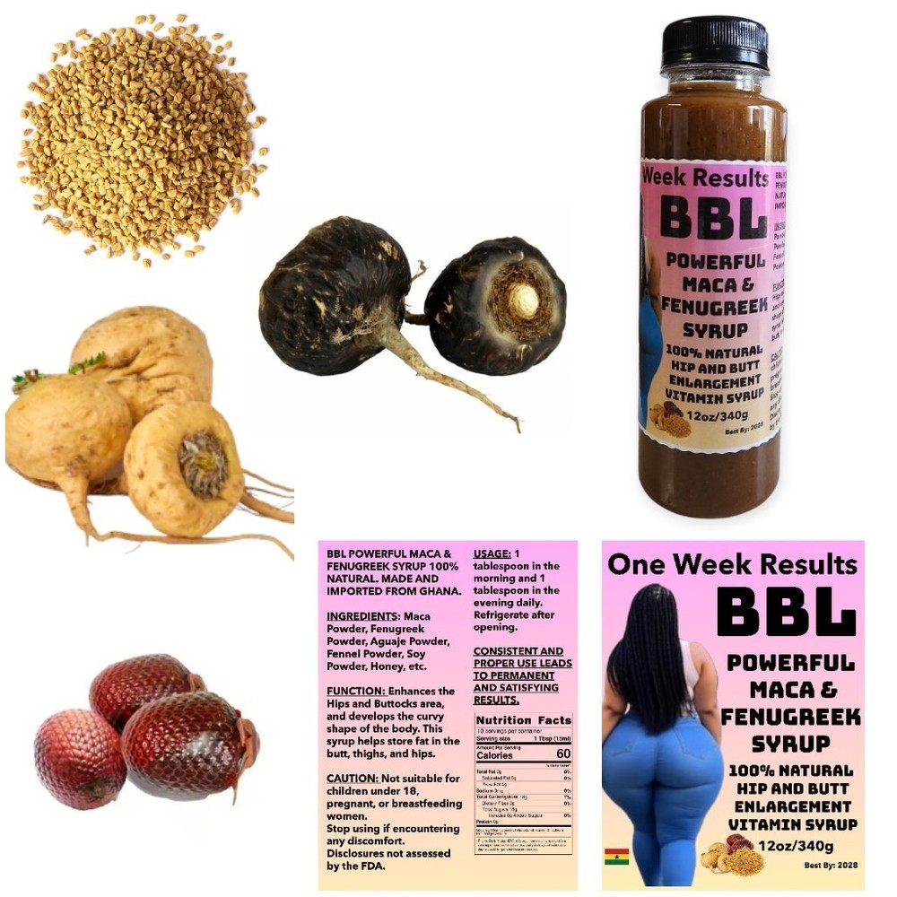 ONE WEEK RESULTS BBL POWERFUL MACA & FENUGREEK SYRUP 100% NATURAL 12oz