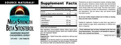 Source Naturals, Mega Strength Beta Sitosterol, plant sourced, 375 mg-240 Tab.