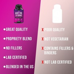 Night Time Fat Burner Supplement Weight Loss Appetite Suppressant Detox 60pc